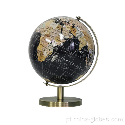 Globo terrestre preto de mesa com suporte